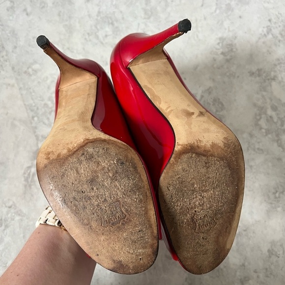 Stuart Weitzman Peep Toe Pumps Bright Red 9 Bold Solid Stiletto Heels Party - Picture 5 of 10